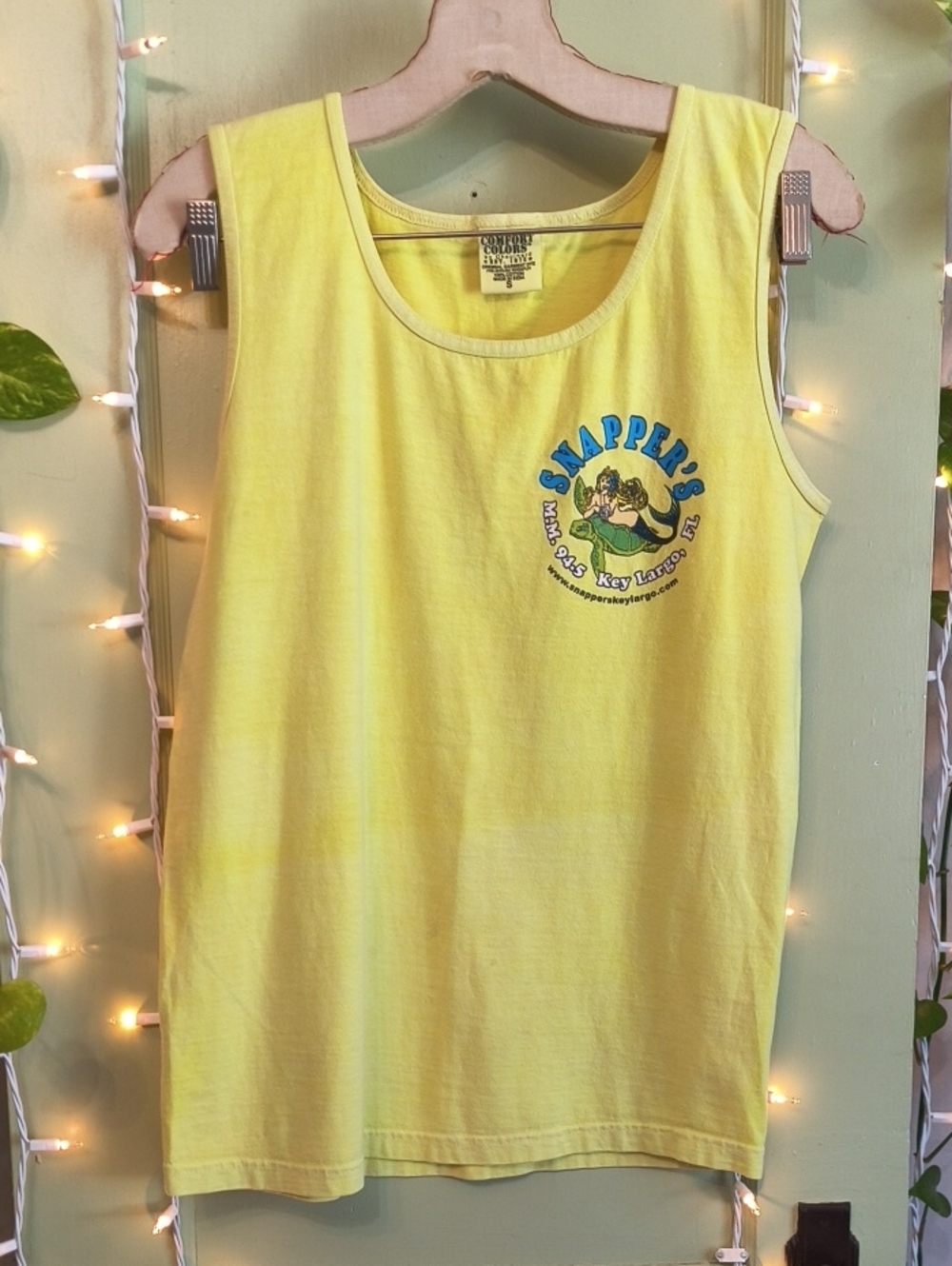 Men's Comfort Colors Snapper's Key Largo Florida Yellow Blue Tank Top S